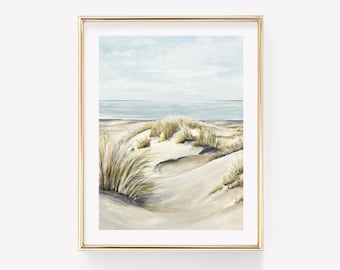 Beach Dunes Art Print. Ocean Wall Art. Nautical decor. Beach Wall Art. Beach House Decor. Sand Dunes Art. Beach landscape.