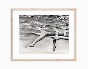 Surf girl print. Surfing wall art. Surfer wall decor