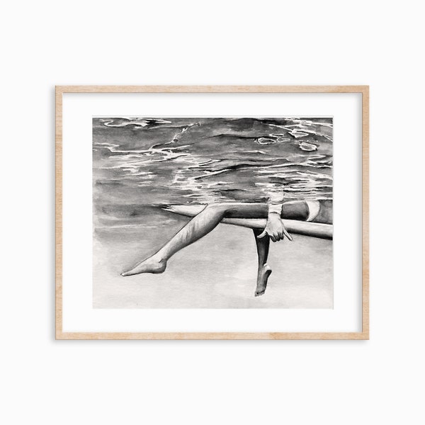 Surf girl print. Surfing wall art. Surfer wall decor