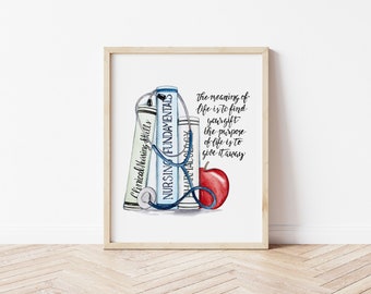 Nurse preceptor gift. Nursing wall art print