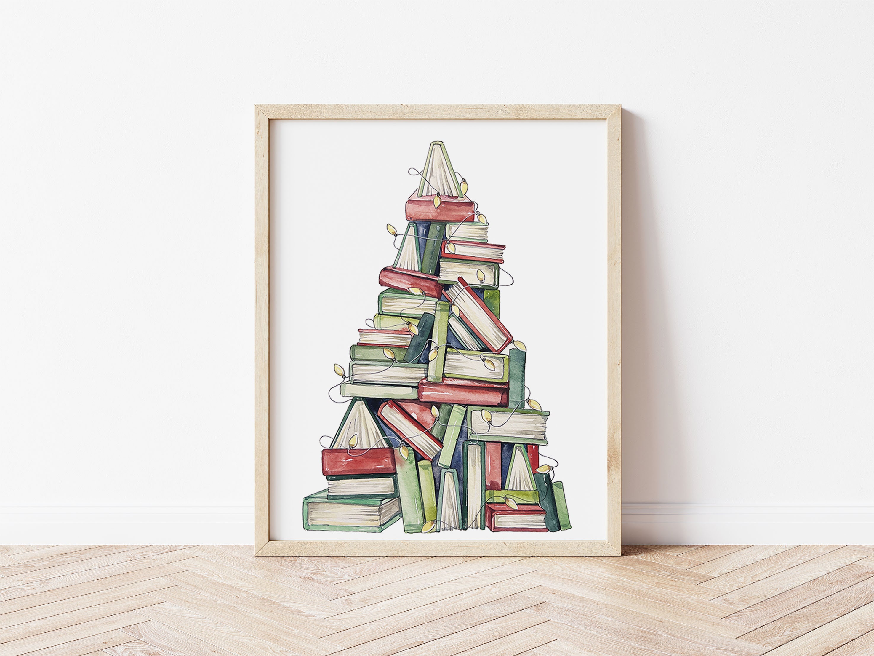 Holiday Book Stack Tree. Christmas Tree Wall Art. Book Lover Decor ...