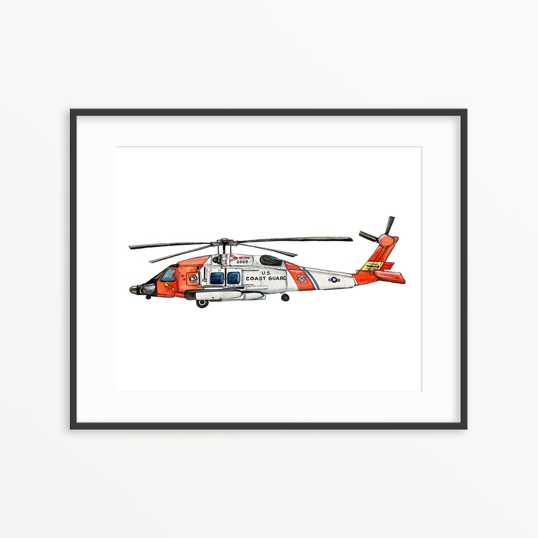 Coast Guard Helicopter Art Print. Vehicle Nursery Print. Coast Guard ...