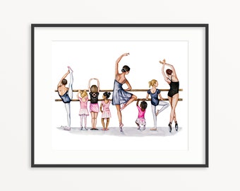 Ballerina kinderkamer print. De muurkunst van dansers. Dance Studio decor. Ballerina's kunst aan de muur. Dans decor.