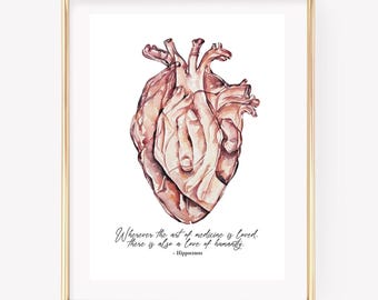 Doctor of Medicine Art Print. Cardiologist gift. Medicine Wall Art. Hippocrates Art. Nursing gift.