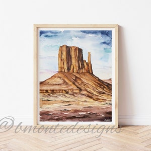 Rock formations watercolor print. National Parks wall art. West Mitten art print. USA landmarks wall art. Monument Valley Art.