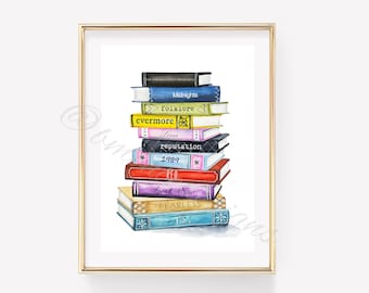 Taylor Albums Book Stack. Book Stack Collection Art Print. Girl Room decor. Teen Girl Decor.