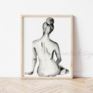 READY TO SHIP Figure study watercolor print. Female body watercolor art print
