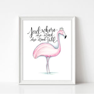 Flamingo watercolor print. Flamingo Nursery decor.