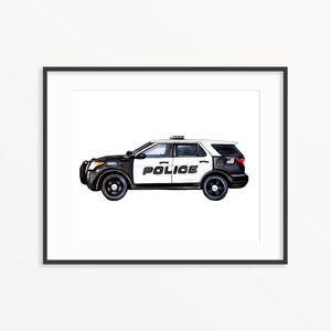 Police Cruiser Wall Art. Police decor. Police Nursery print. Police nursery decor.