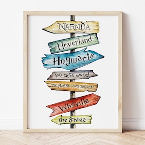 updated Storybook signpost print. Storybook Nursery decor.