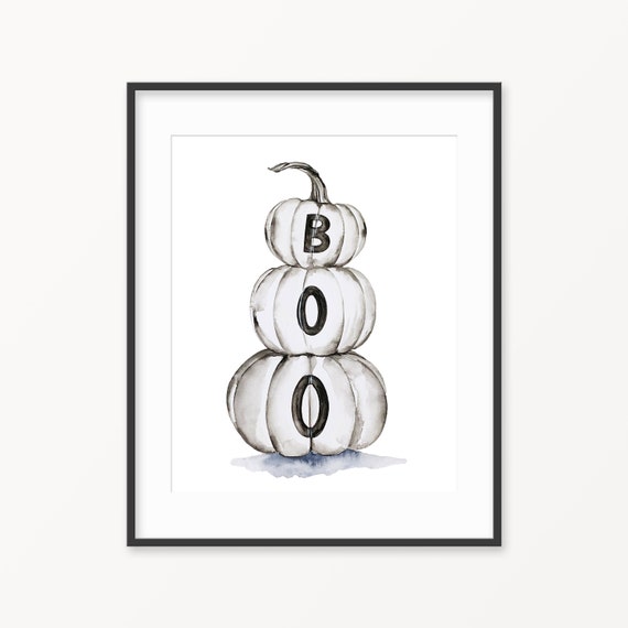 Ready to ship Halloween wall art. Pumpkin Wall Decor. Fall Decor. Boo art Print.