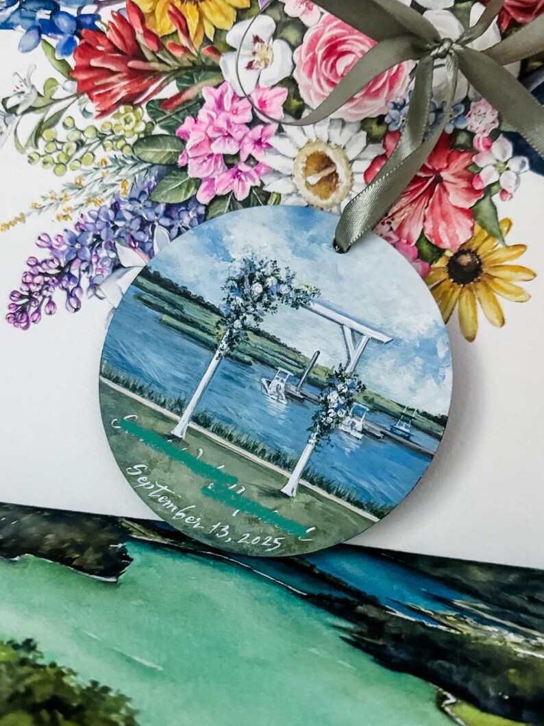 Wedding ornament. custom painted ornament. wedding gift. engagement gift. wedding venue art image 11