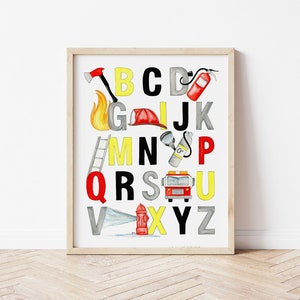 READY TO SHIP Firefighter ABCs. Firefighter Alphabet. Alphabet nursery decor