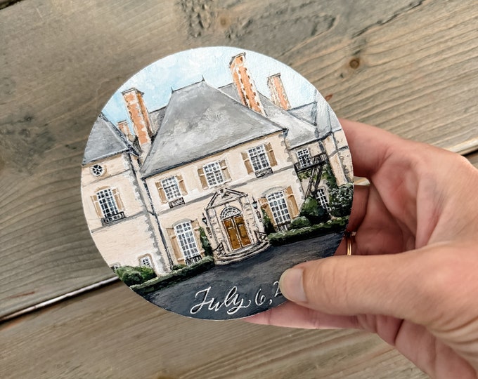 Wedding ornament. custom painted ornament. wedding gift. engagement gift. wedding venue art