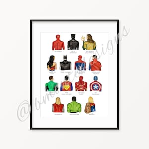 Superheroes nursery decor. Heroes wall art. Superheroes art print.