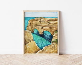 Algarve Portugal Art Print. Portugal art. Algarve wall art. Algarve Watercolor