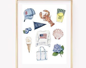 Coastal New England Decor. East Coast Summer Art. New England Art.