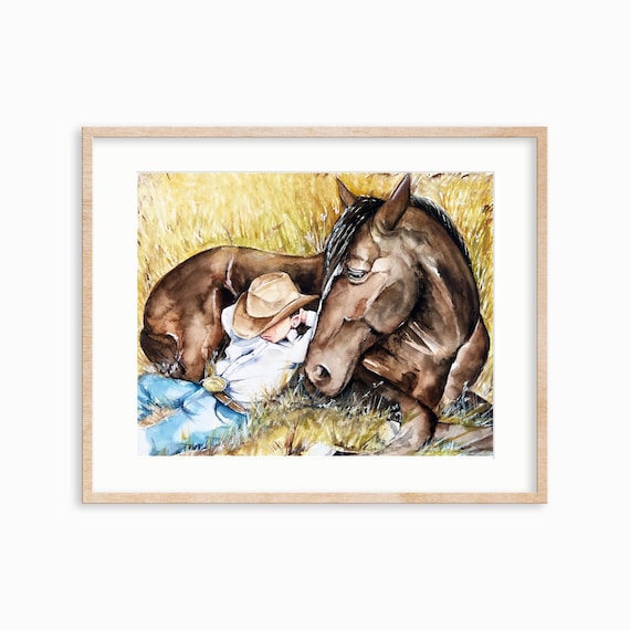 Horses nursery decor. Horse wall art. Horse watercolor. Little Buckaroo art. Little Cowboy decor. Western Nursery Theme. Cowboy wall art.