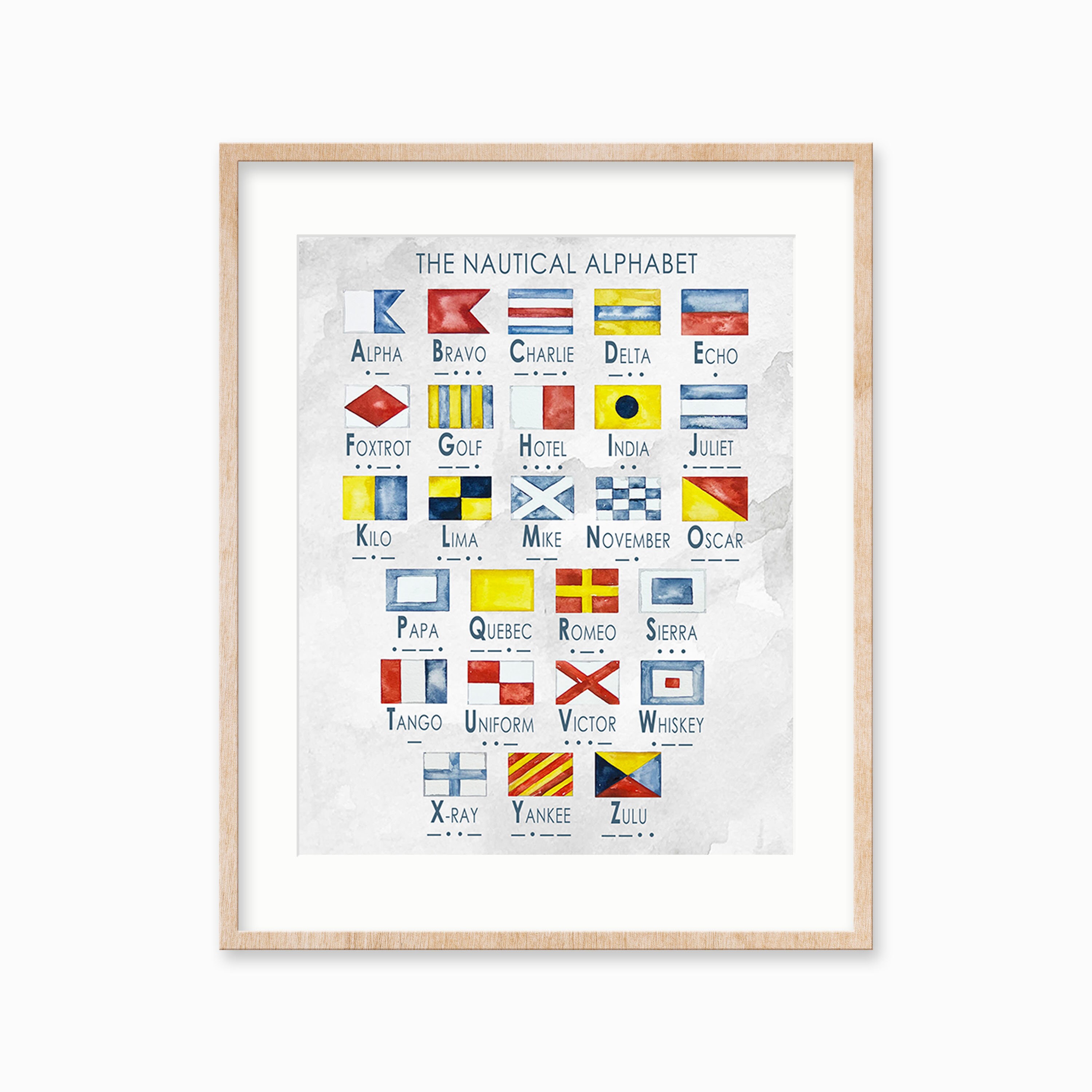 Nautical Flag Alphabet Watercolor Print. Nautical Abcs Art. Maritime