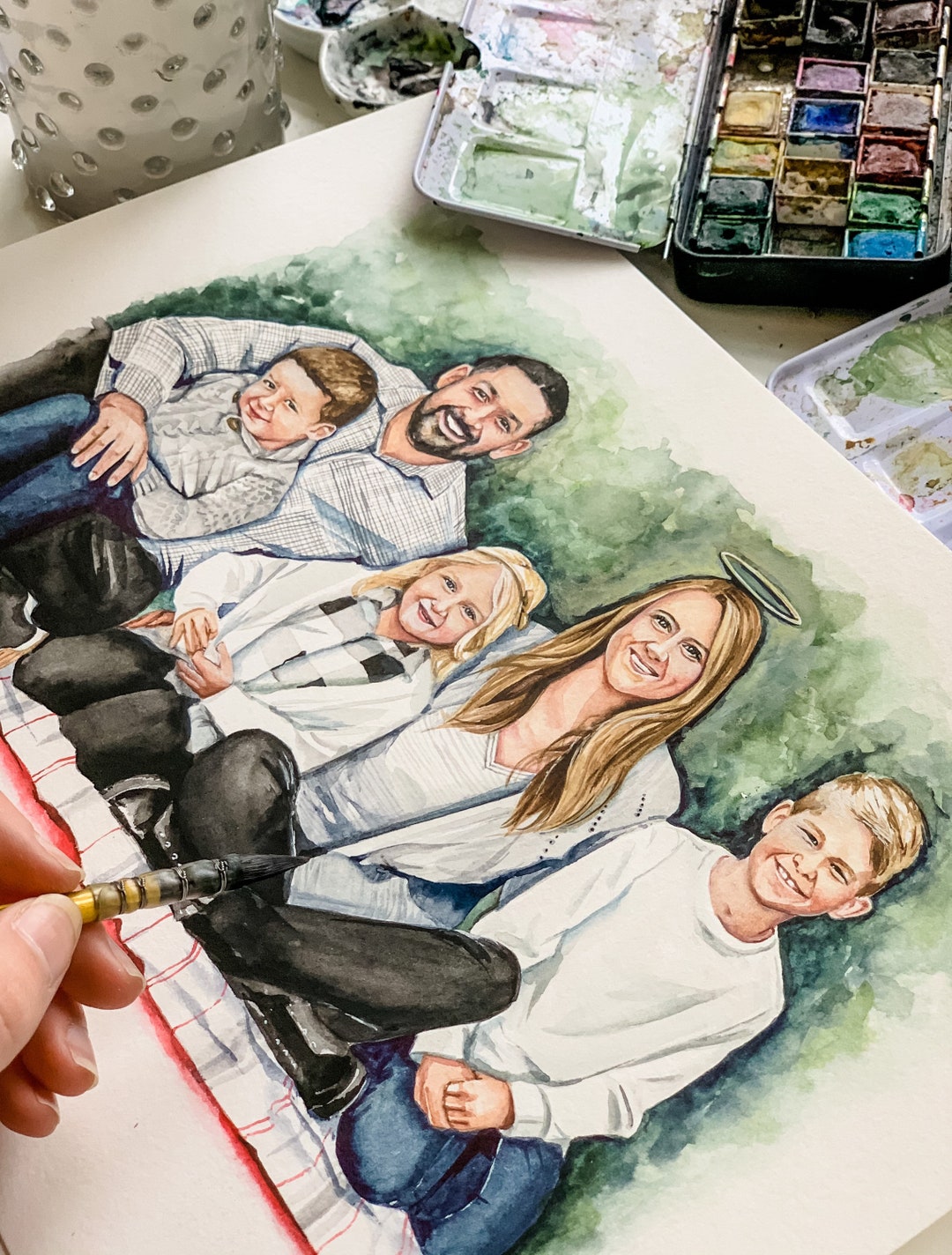 Family Watercolor Portrait Sign