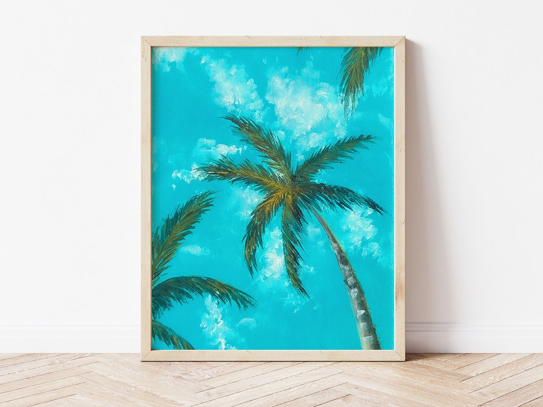 Palm Trees Watercolor Print. Tropical Wall Art. Palm Tree Etsy
