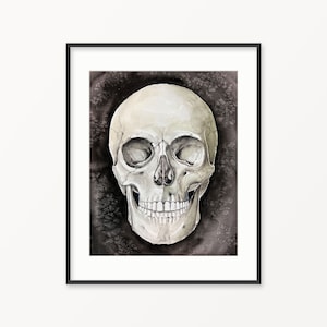 Skull wall art. Halloween wall art. Skull Watercolor print. Fall Decor.