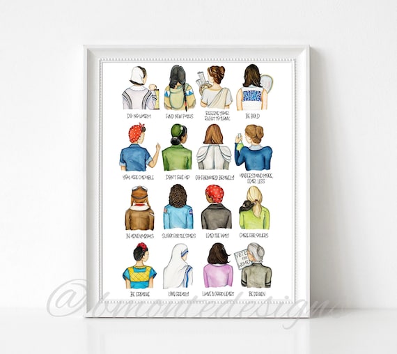Historical women art decor. Influential women wall art. Feminism art print. Women empowerment art.