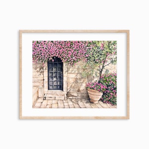 Israeli Doorway watercolor print. Doorway Wall Art.