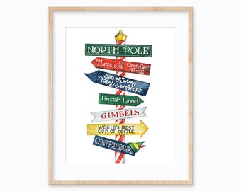 Christmas Signpost. Elf wall art. Christmas Elf decor.