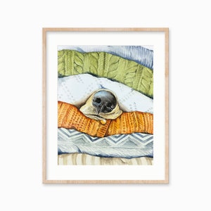 Fall dog wall art. Sweater Weather art print. Fall decor. Fall Sweaters watercolor print