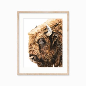 Buffalo Watercolor Print. Farmhouse Wall Art. Americana Decor. Bison wall art. Yellowstone decor.