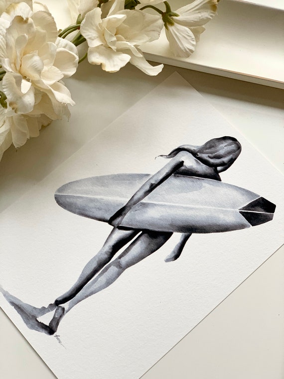 Surfer Girl Print. Surfing Wall Art. Surfer Wall Decor - Etsy