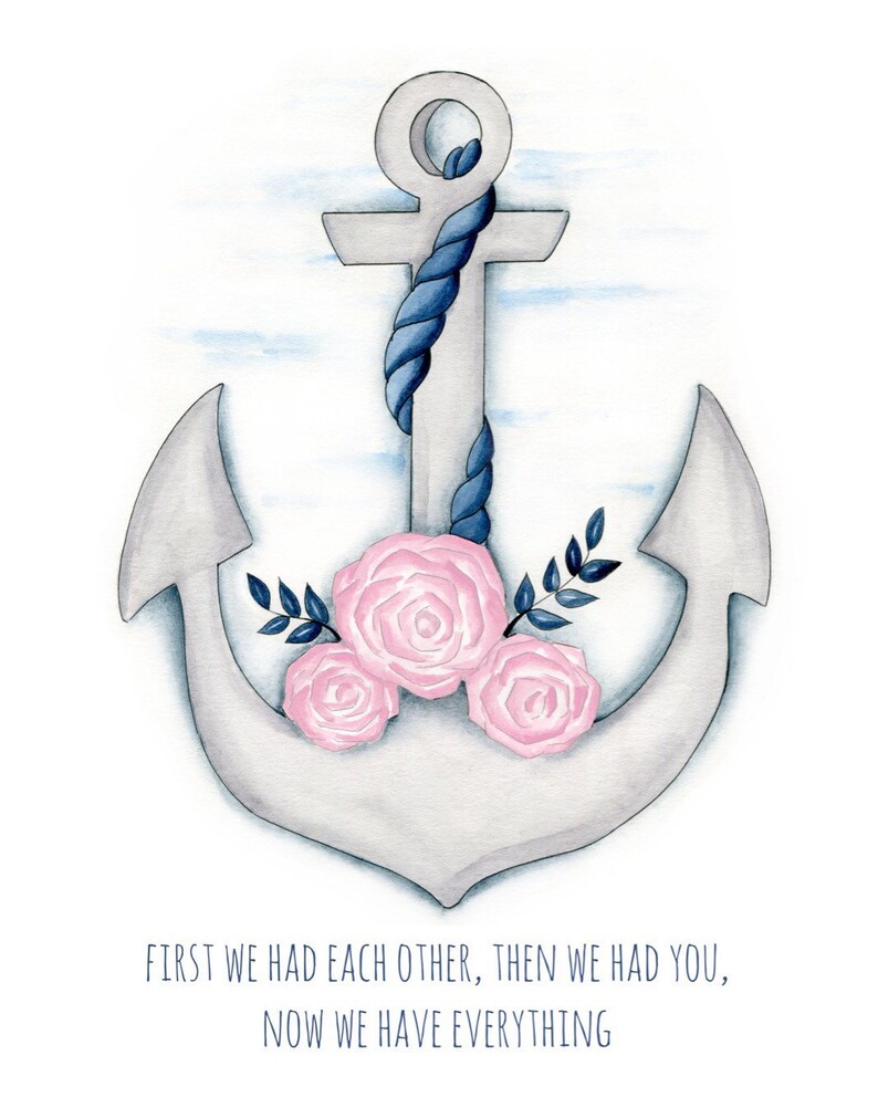 Girl nautical decor Nautical nursery decor Anchor nursery decor Nautical matching print set Pink nautical nursery decor