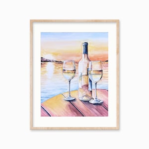 Wine Lover Decor. Wine Watercolor Print. Wine lover Art. Kitchen and Bar Wall Art.