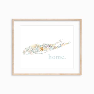 Long Island watercolor print. Seashells watercolor. Long Island decor. Rhode Island art print.