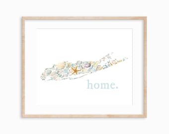 Impression aquarelle de Long Island. Aquarelle de coquillages. Décor Long Island. Impression d'art de Rhode Island.