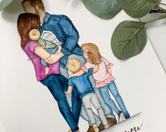 Customizable family silhouette watercolor.