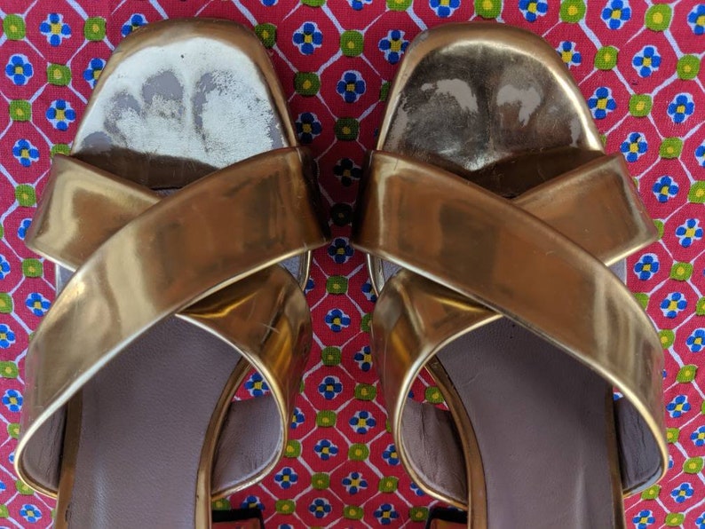 Disco Gold Platform Sandals Zara Strappy Sandals Not Vintage Size EU 38