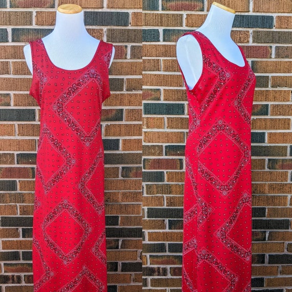 FREE SHIPPING - Vintage 1990's Red Paisley Western