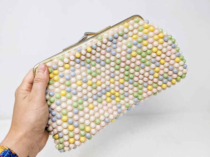 Industry No. 1 Vintage 1960#39;s Mod and Groovy Beaded Bag Colourful Clutch Raleigh Mall