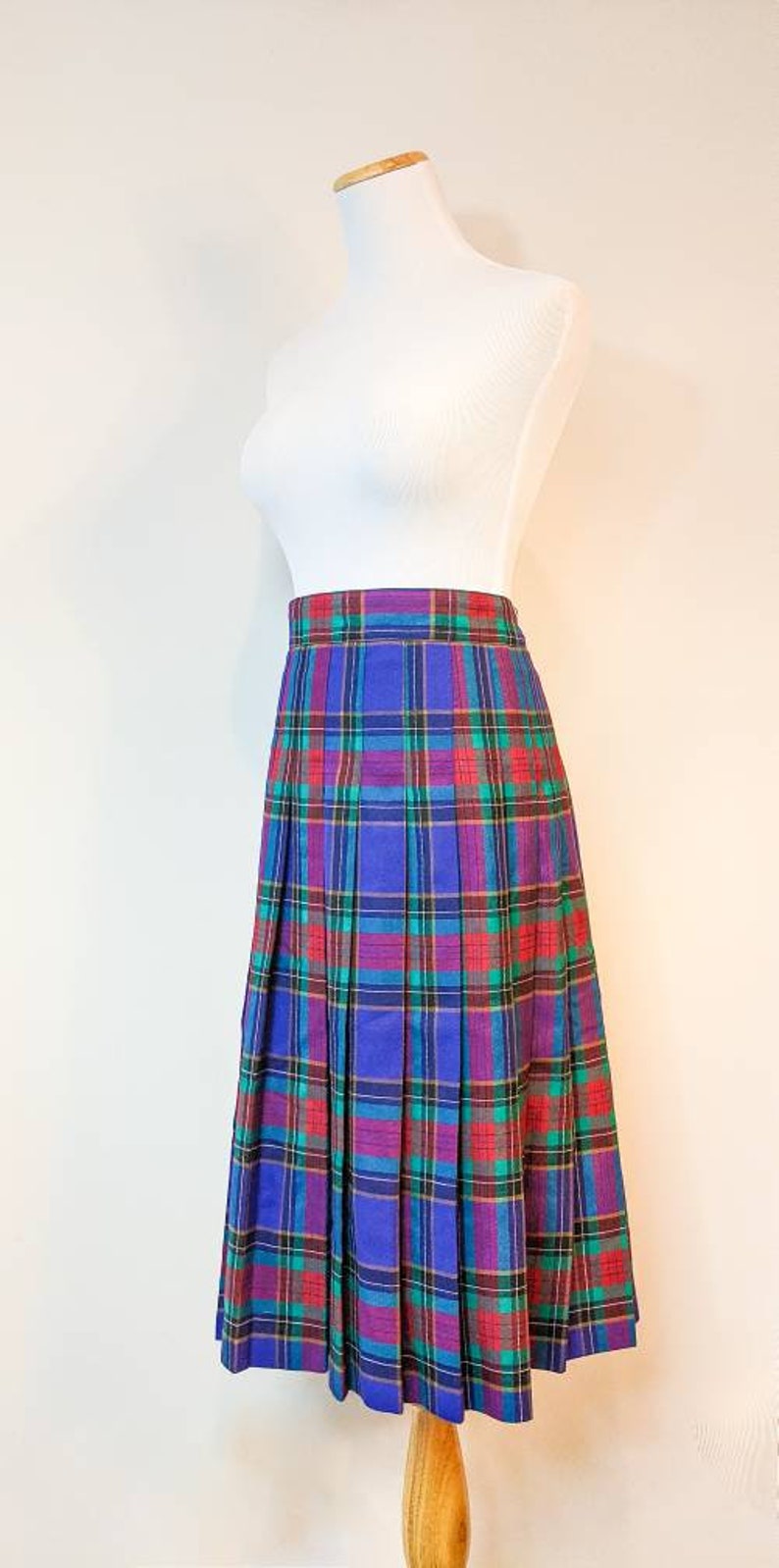 Green and Purple Tradition Sears Plaid Skirt Size M Vintage 1980/'s Blue Red FREE SHIPPING