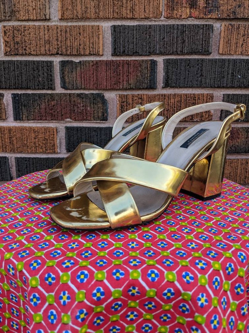 Disco Gold Platform Sandals Zara Strappy Sandals Not Vintage Size EU 38