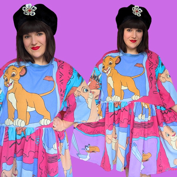 MADE TO ORDER, Handmade, Upcycled The Lion King Bedsheet T-Shirt Dress