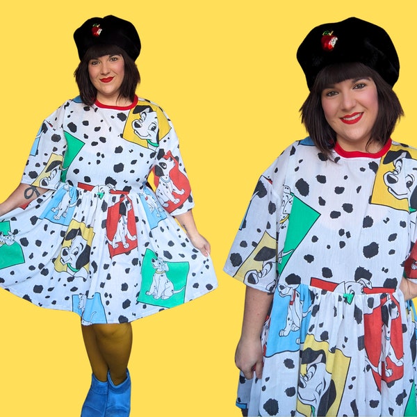 Handmade, Upcycled Walt Disney's 101 Dalmatians Bedsheet Dress Size 2XL