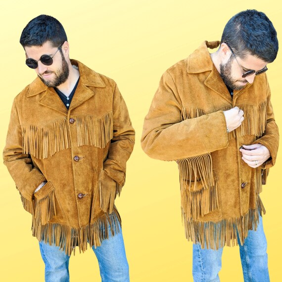Vintage 80s 70s Authentic Raw Light Brown Leather Stitched Southwestern Hippie Cowboy Fridge Vest