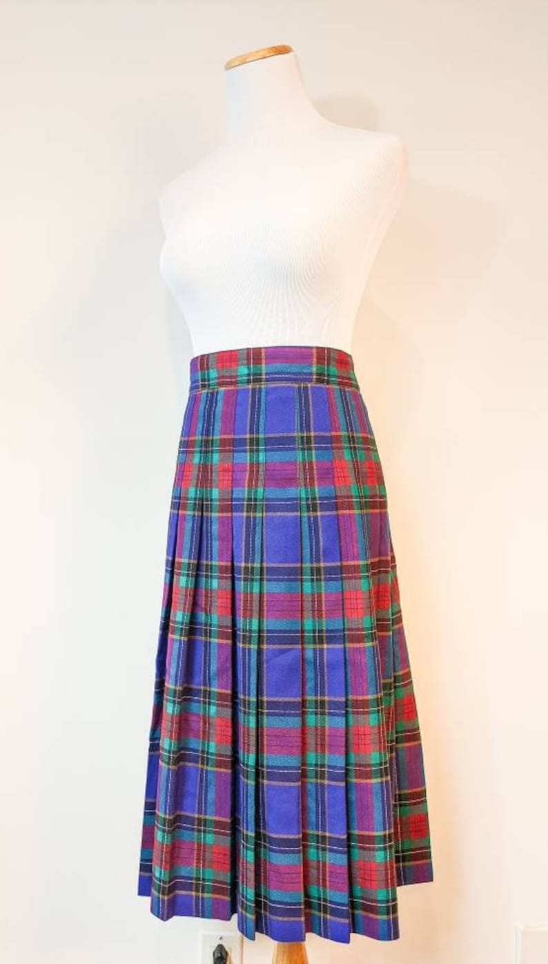 Green and Purple Tradition Sears Plaid Skirt Size M Vintage 1980/'s Blue Red FREE SHIPPING