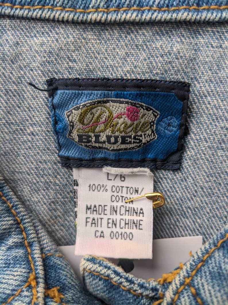 Vintage 1990/'s Dixie Blues Blue Denim Waistcoat Size S