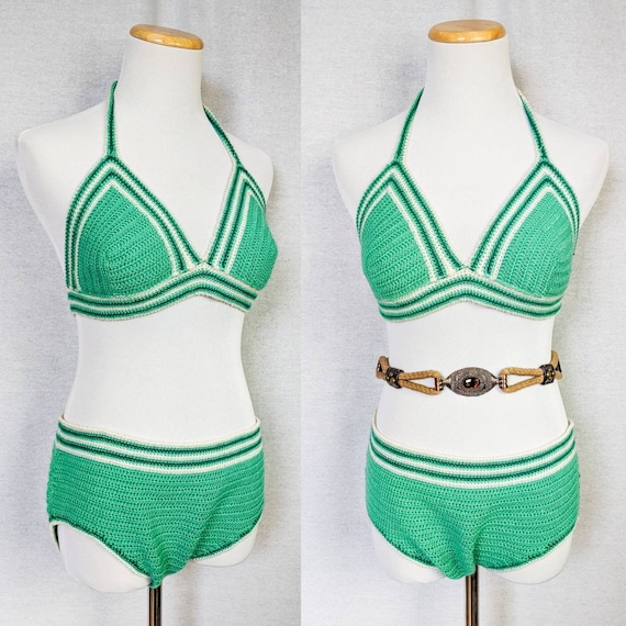 FREE SHIPPING - Vintage 1960's Hand Knit, Crochet