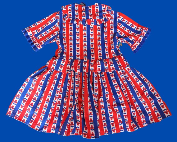 Handmade, Upcycled Vintage 1960's Blue and Red Fl… - image 9