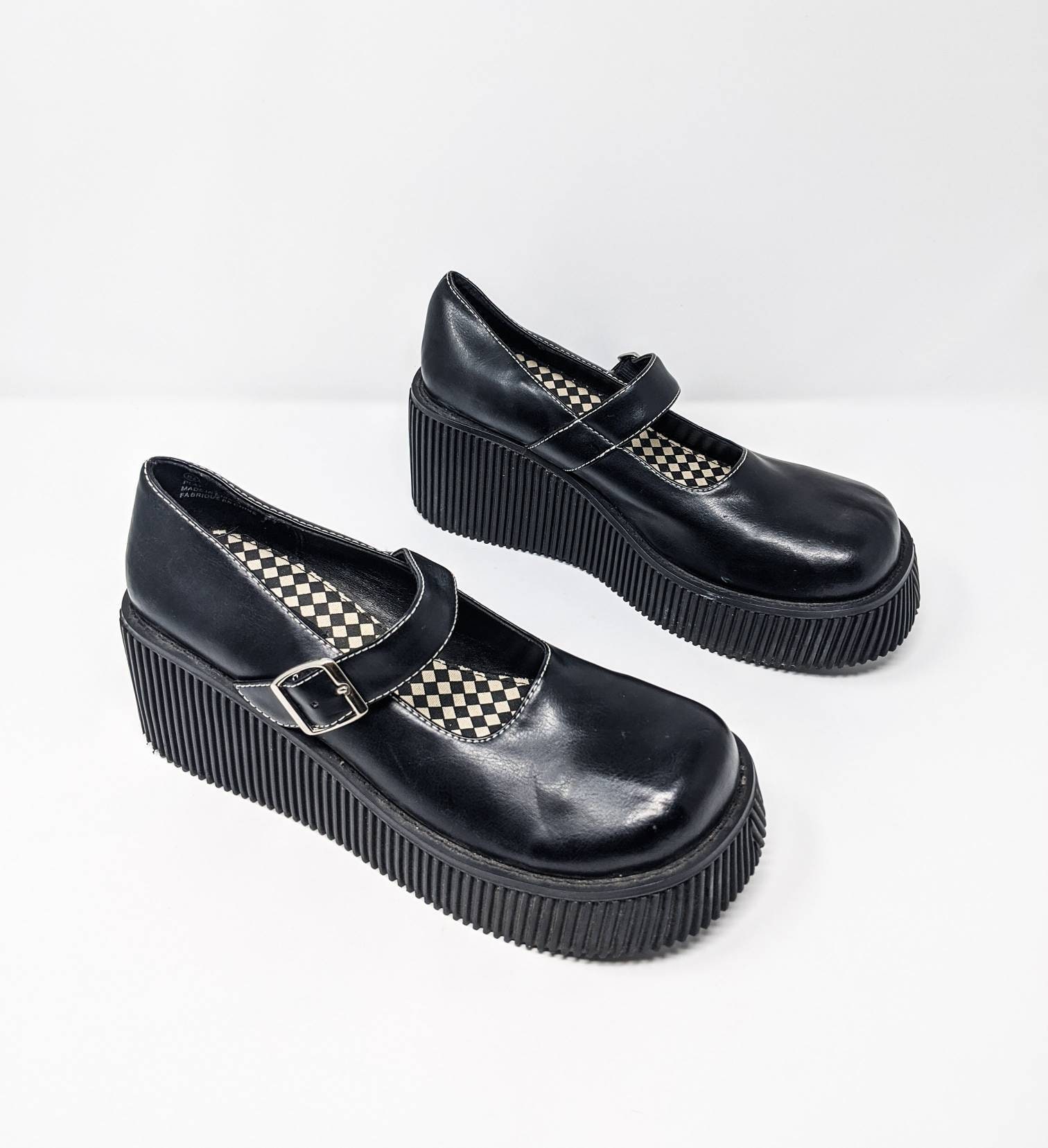FREE SHIPPING - Vintage 1990's Black Mary Jane Platforms Size US 8.5 | Rock N Roll Platform 